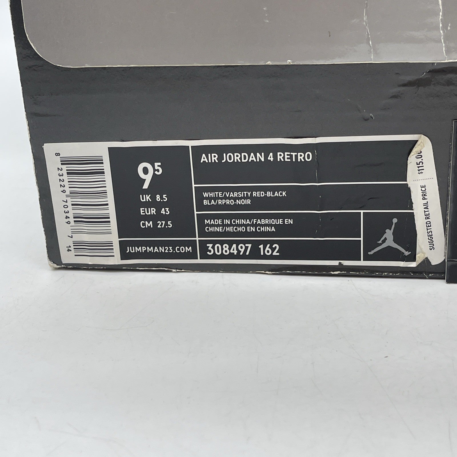 Size 9.5 - Air Jordan 4 Retro Mars Blackmon White Red Leather (308497-162)