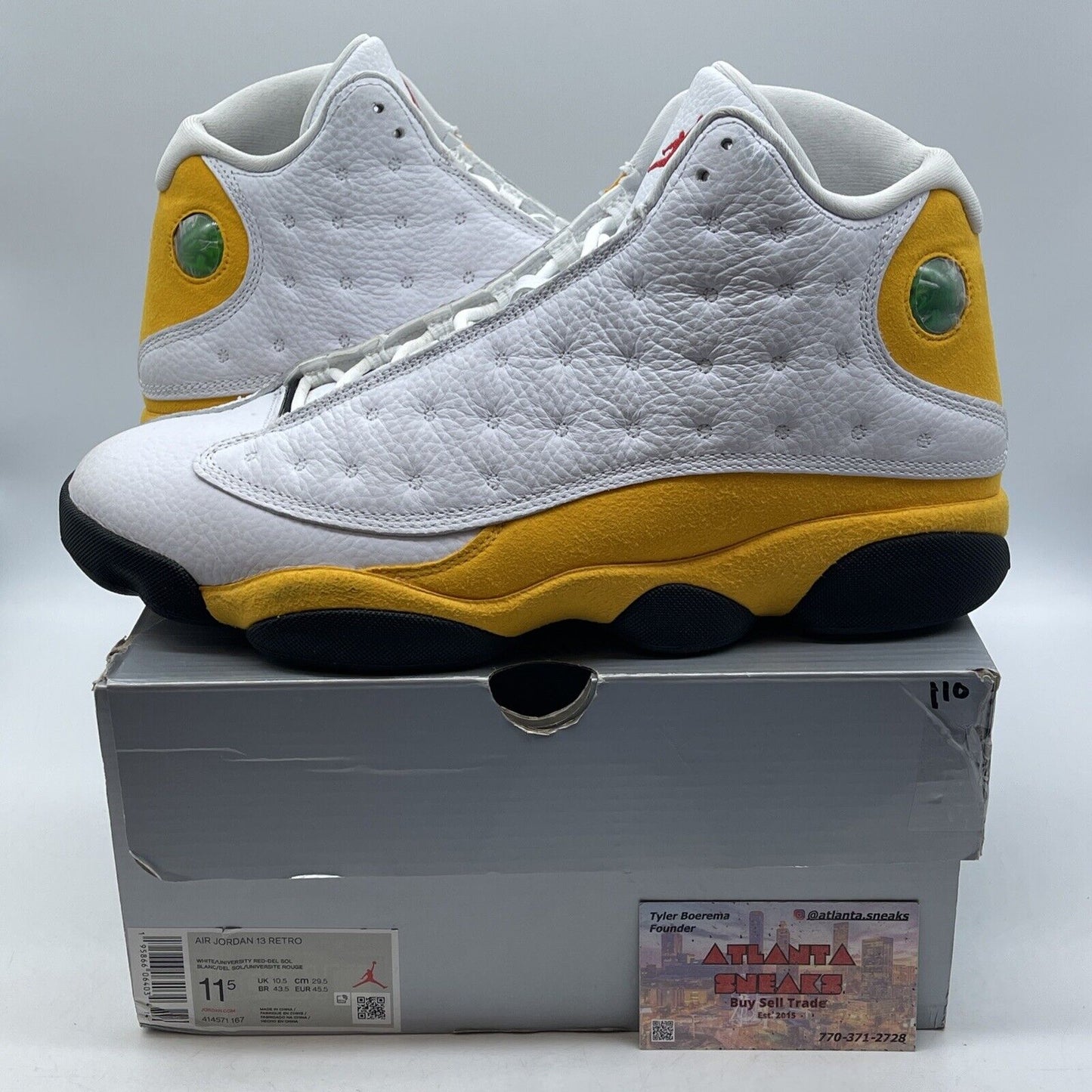 Size 11.5 - Jordan 13 Del Sol 2022 Yellow Suede White Black Leather (414571-167)