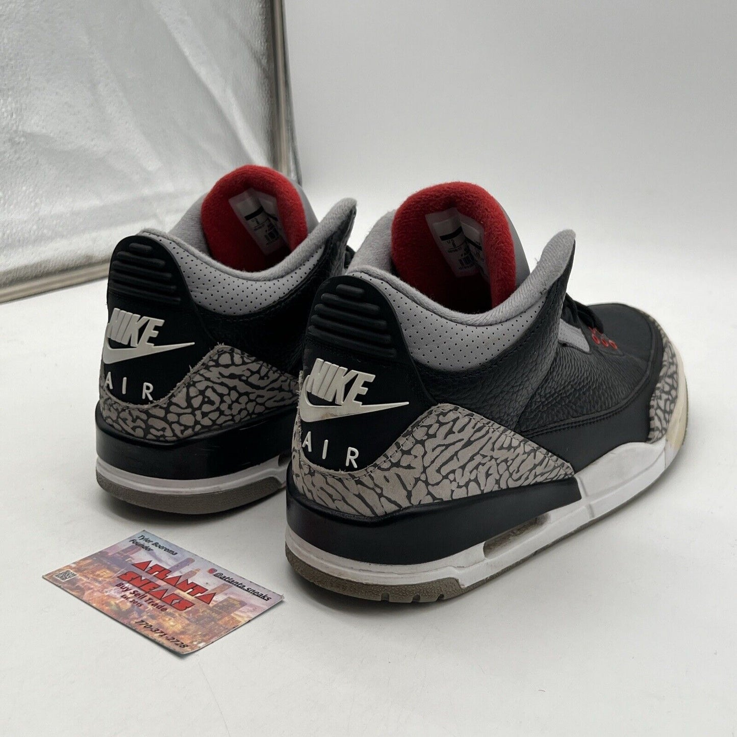 Size 8 - Jordan 3 Retro OG Mid Black Cement Grey Leather Red (854262-001)