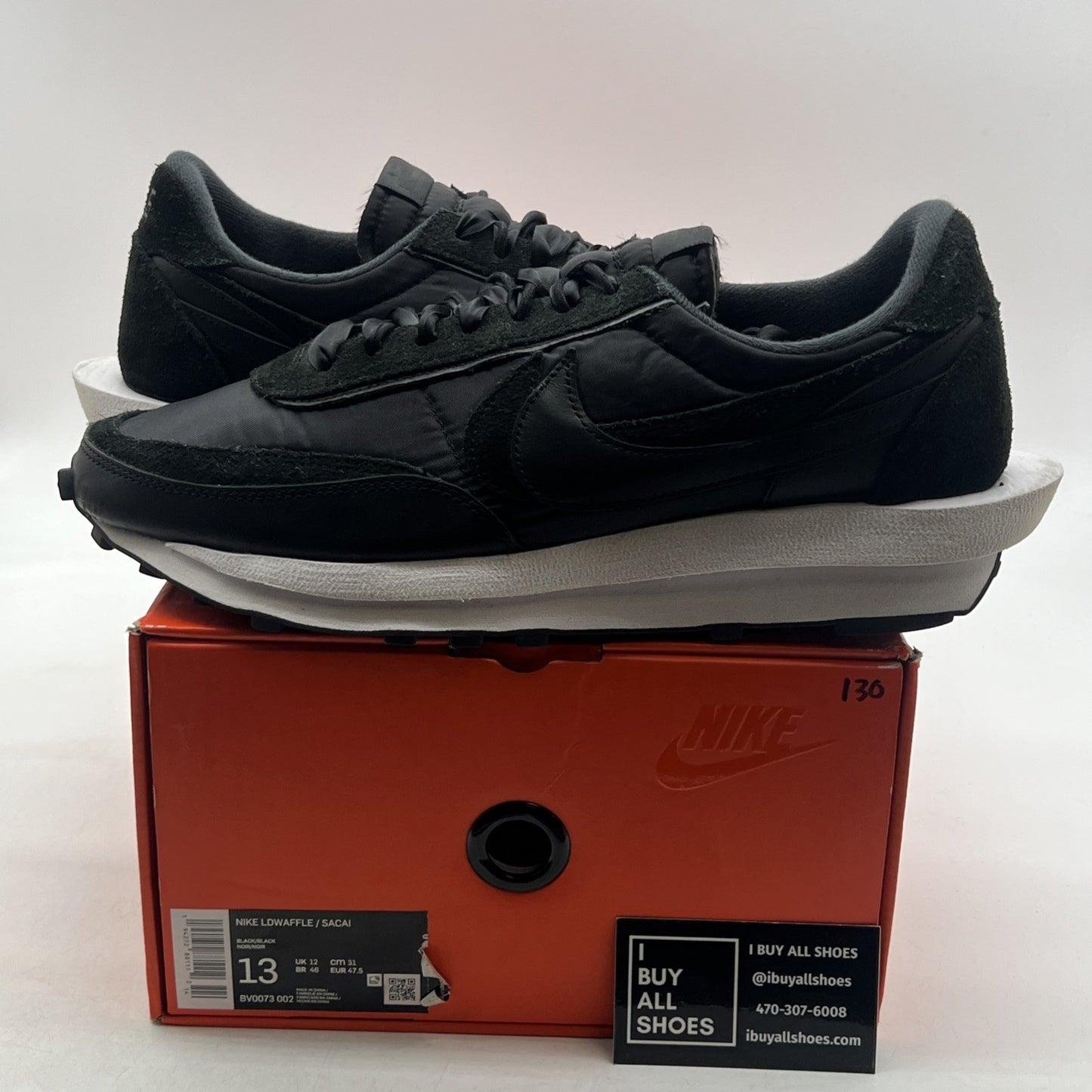 Size 13 - Nike sacai x LDWaffle Black Nylon (BV0073-002)