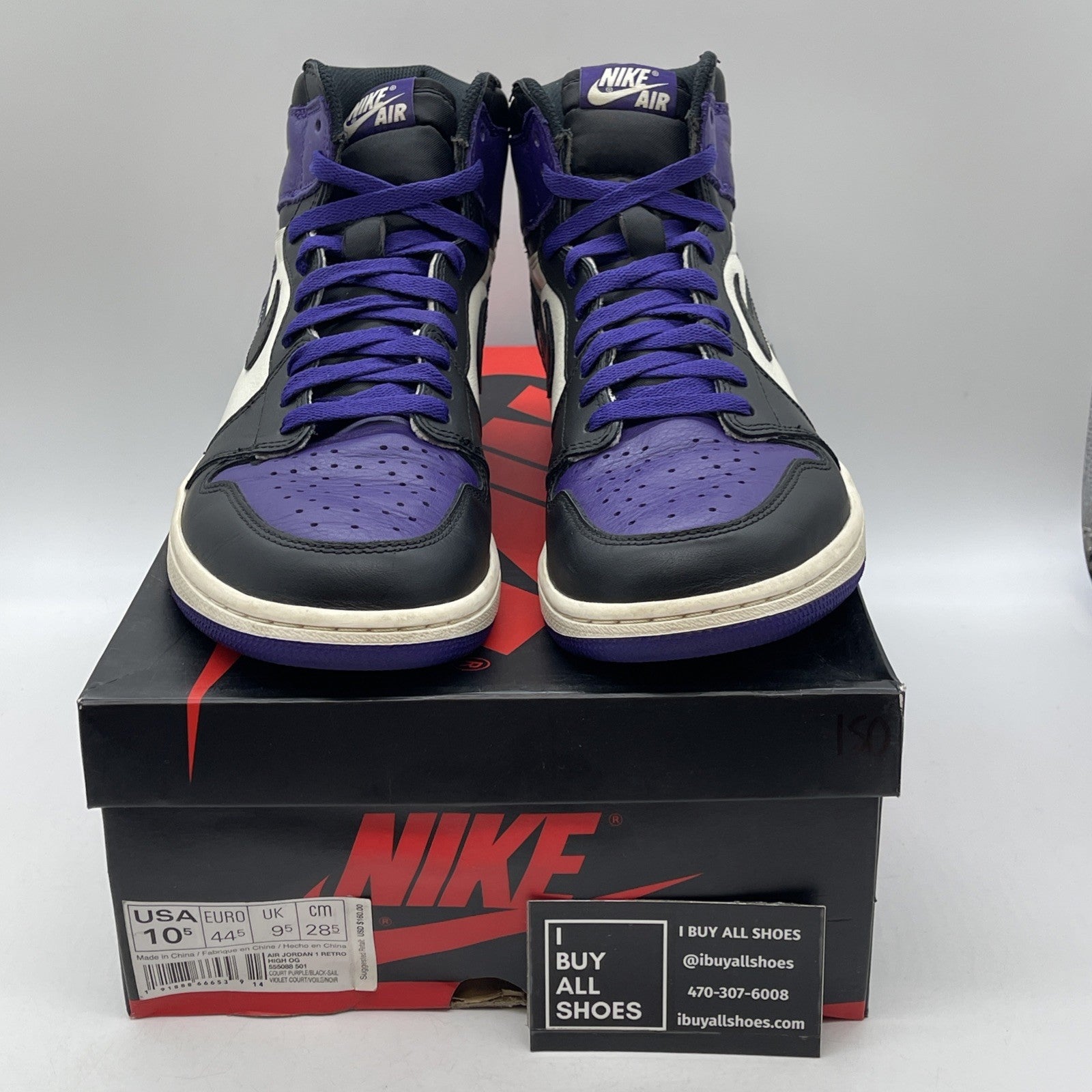Size 10.5 - Air Jordan 1 Retro OG High Court Purple Leather (555088-501)