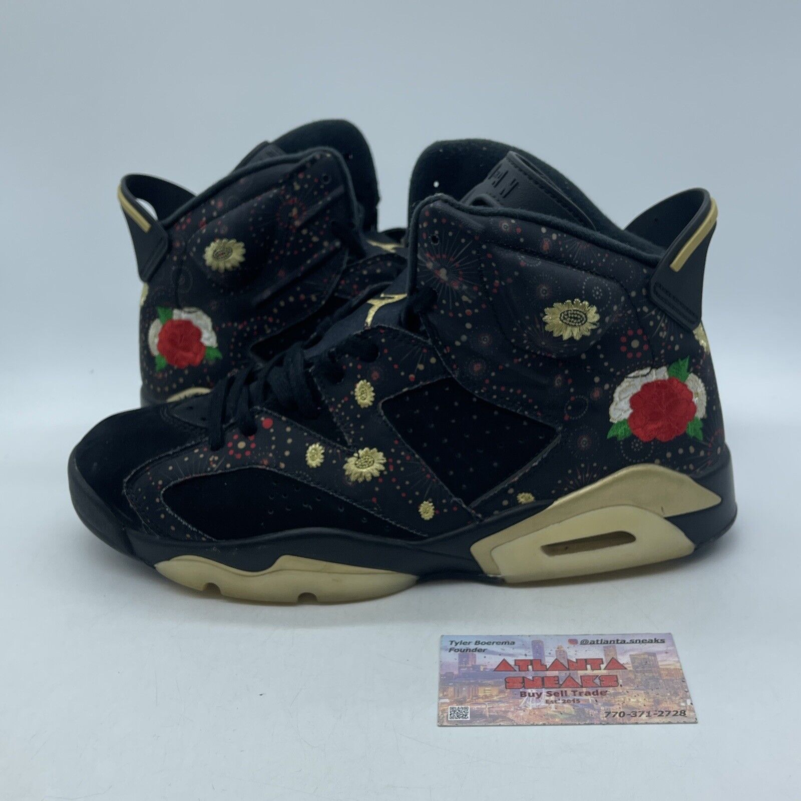 Size 10.5 - Air Jordan 6 Retro Chinese New Year Black Suede Gold (AA2492-021)