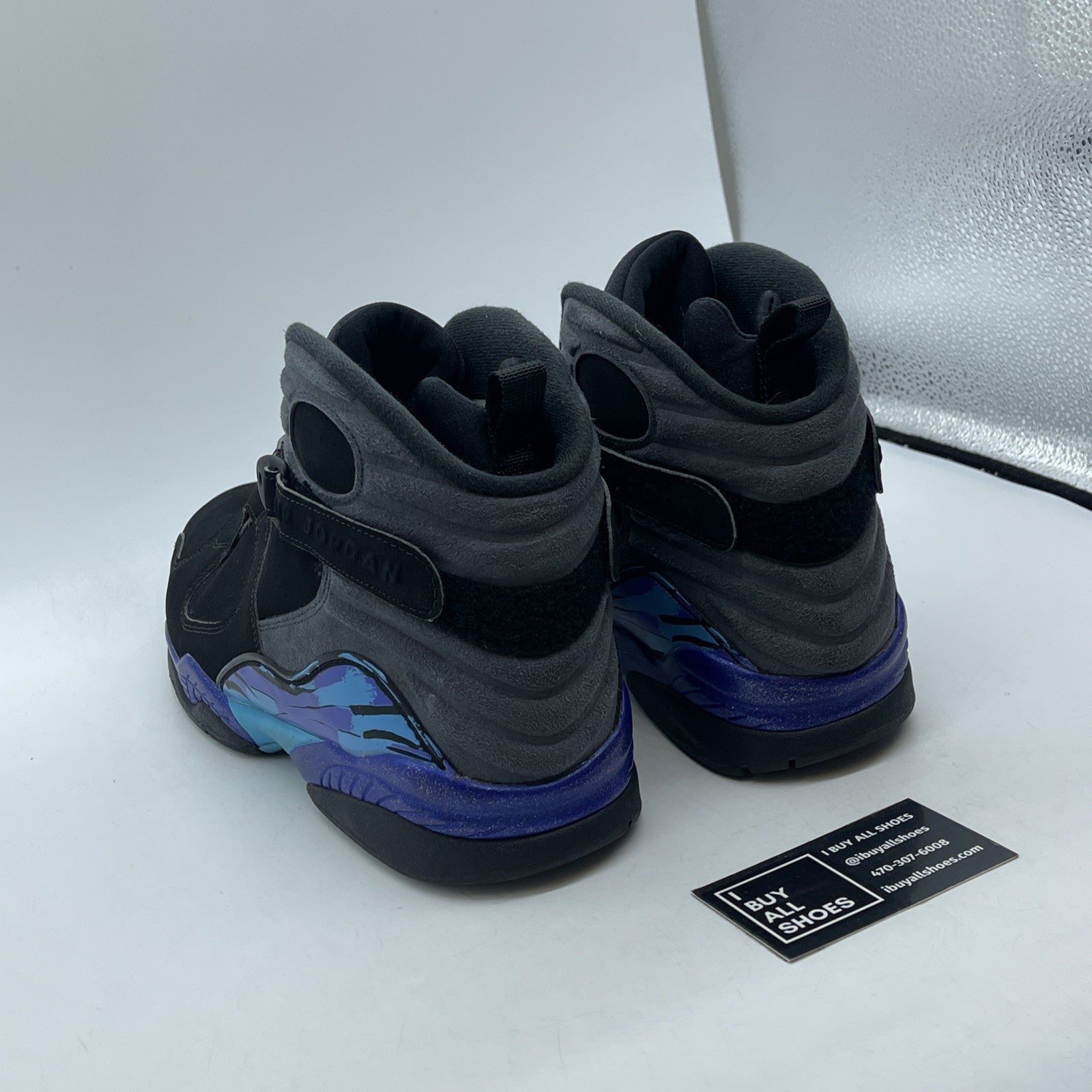 Size 13 - Air Jordan 8 Retro Aqua 2015 Blue Grey Suede (305381-025)