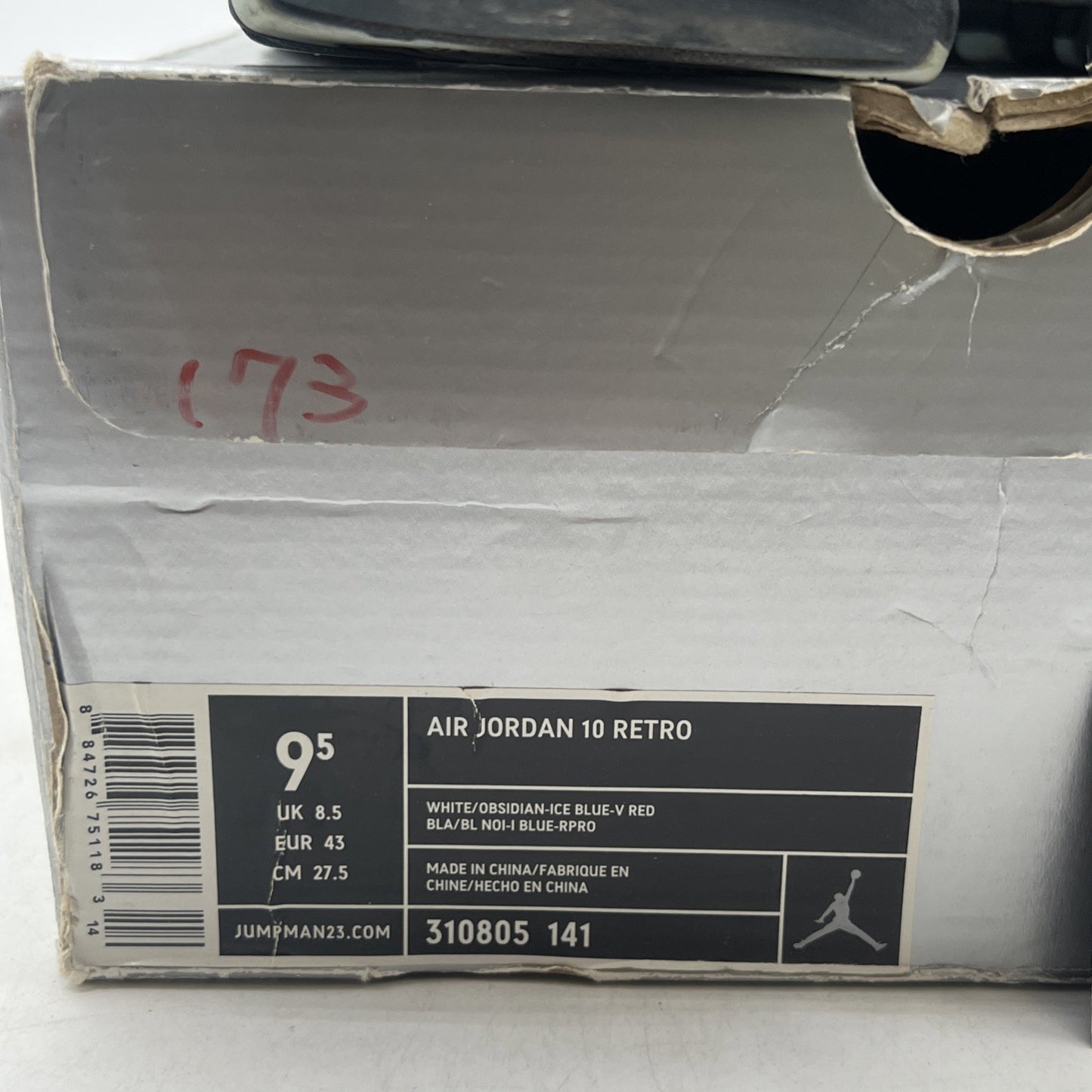 Size 9.5 - Air Jordan 10 Retro 2005 Ice Blue (310805-141)