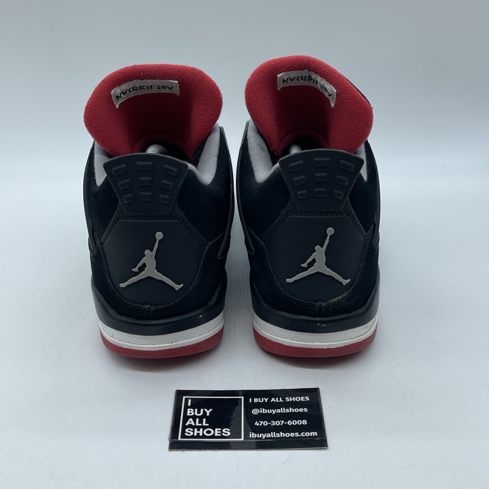 Size 10.5 - Jordan 4 Retro bred release Black Red Grey White Suede (308497-089)