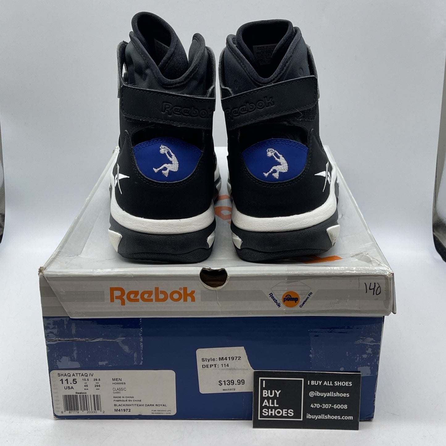 Size 11.5 - Reebok Shaq Attaq IV Orlando Magic Black White Suede (M41972)