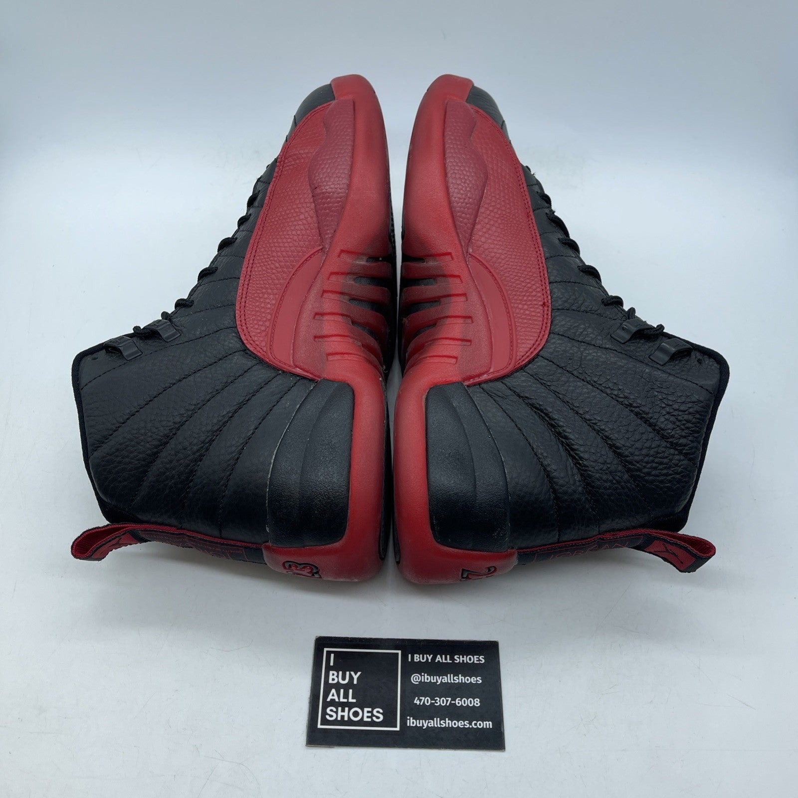 Size 9.5 - Jordan 12 Retro Mid Flu Game Black Red Leather (130690-002)