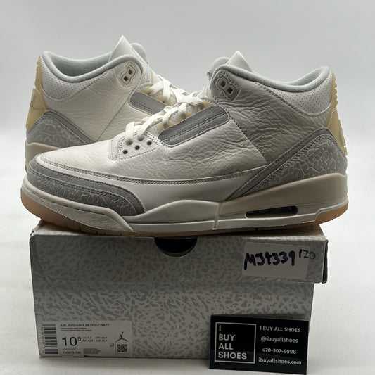 Size 10.5 - Air Jordan 3 Retro Craft Ivory/Grey White Leather (FJ9579-100)
