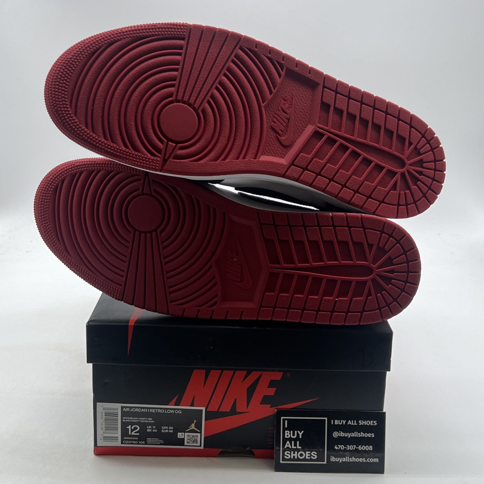 Size 12 - Air Jordan 1 Retro OG Low Black Toe (Cz0790-106)