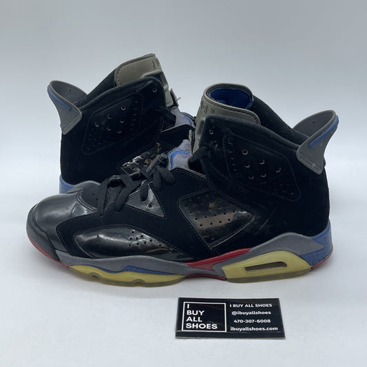 Size 10 - Air Jordan 6 Retro Pistons Black Red Blue Suede Leather (384664-001)