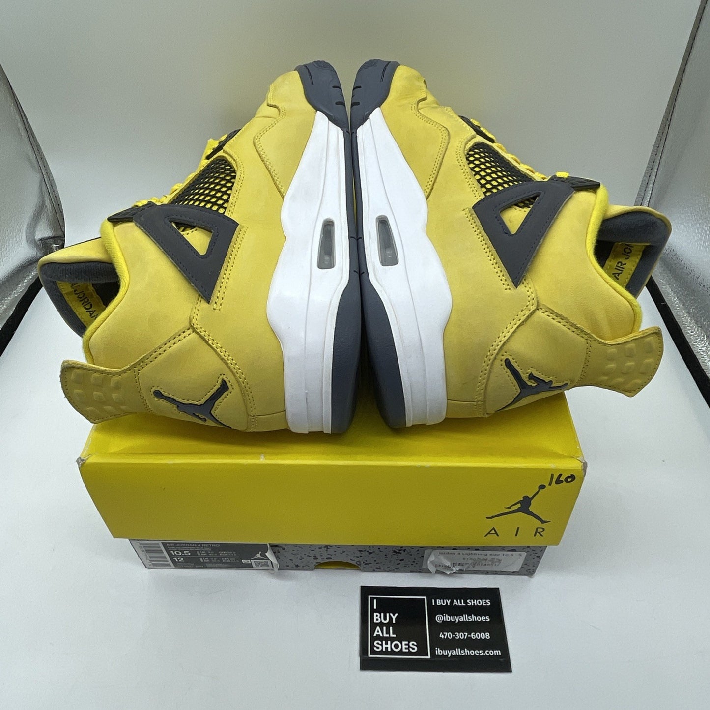 Size 10.5 - Jordan 4 Retro Mid Lightning Yellow Grey Suede Leather (CT8527-700)