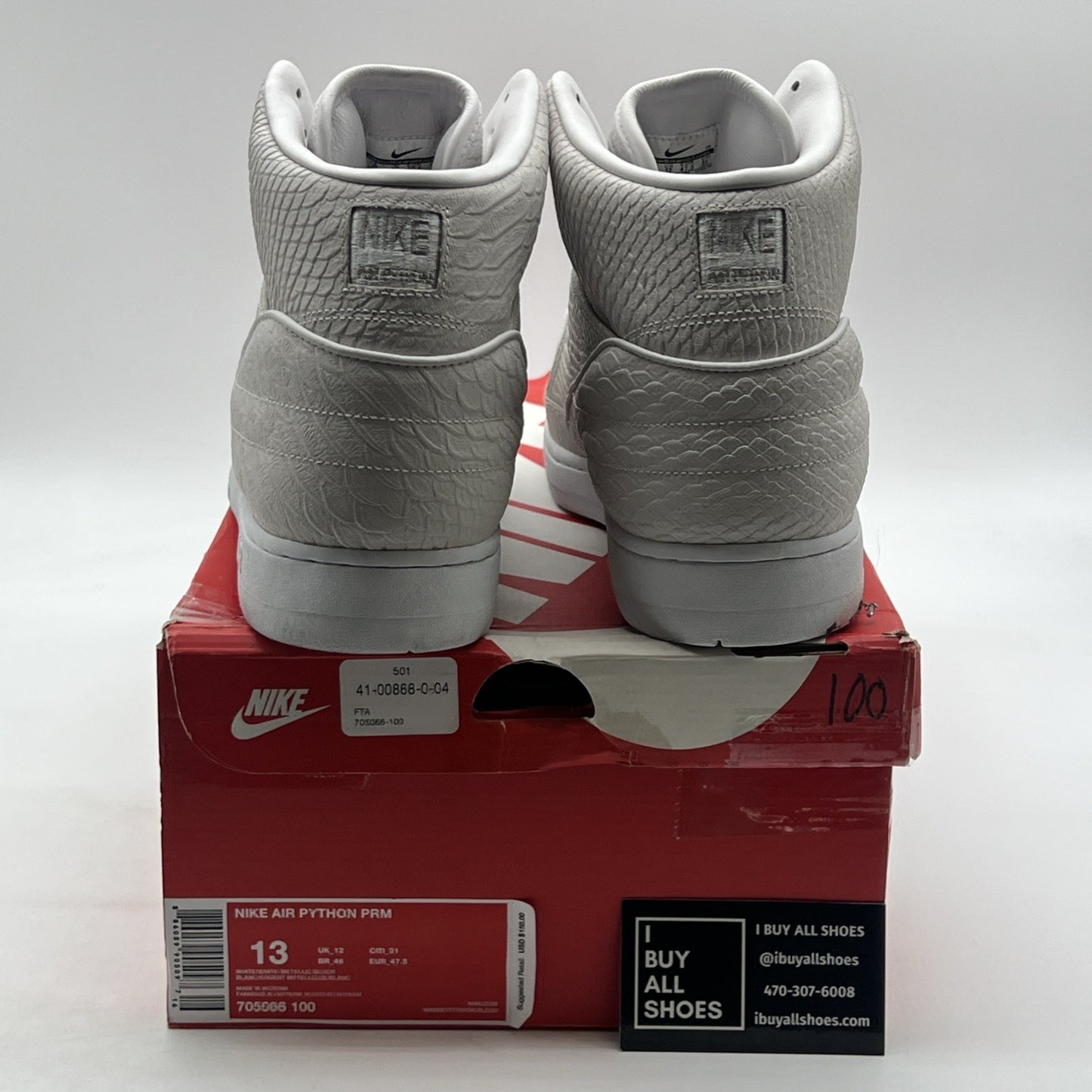 Size 13 - Nike Air Python Premium White Metallic Silver (705066-100)