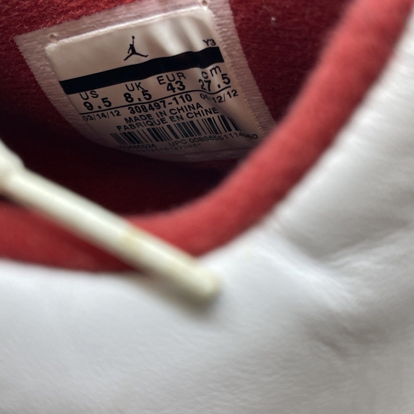 Size 9.5 - Jordan 4 Retro Fire Red White Black Suede (308497-110)