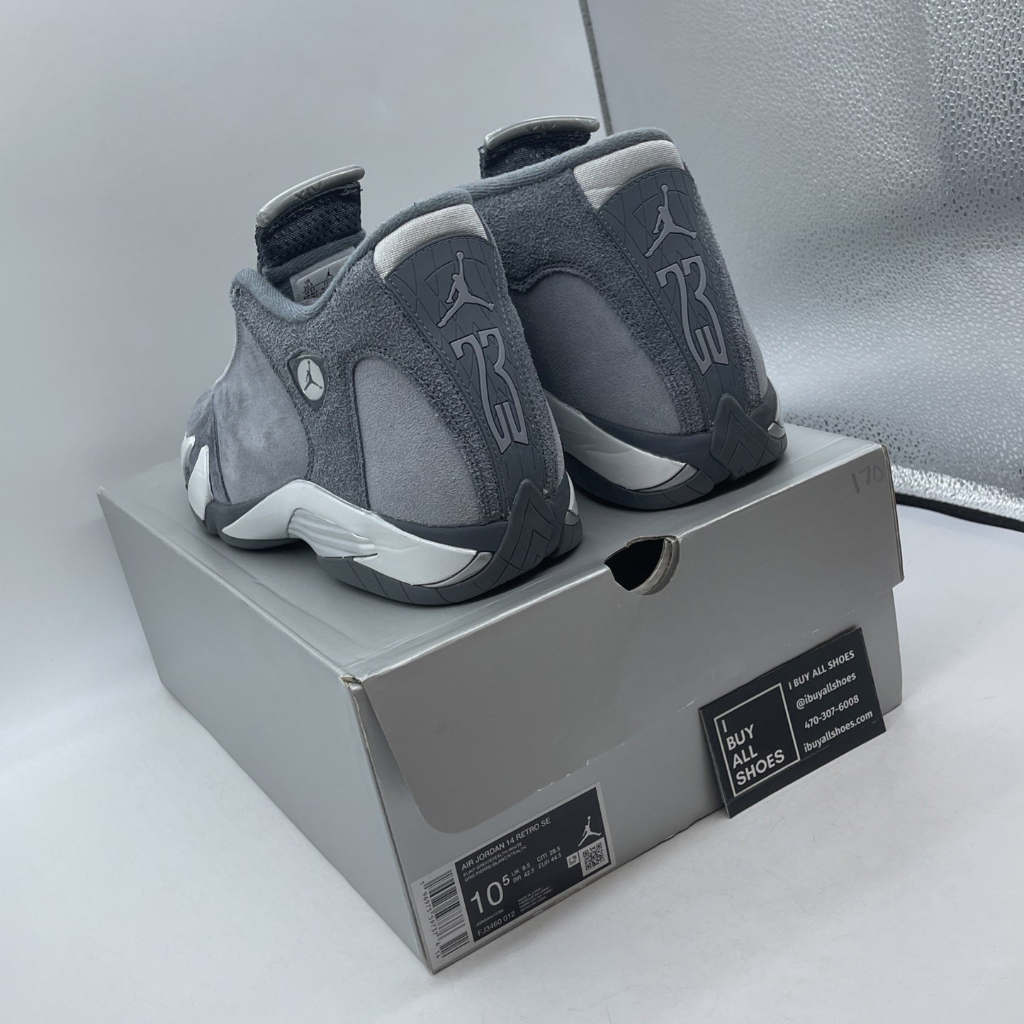 Size 10.5 - Nike Air Jordan 14 Retro Flint Grey White Suede (FJ3460-012)