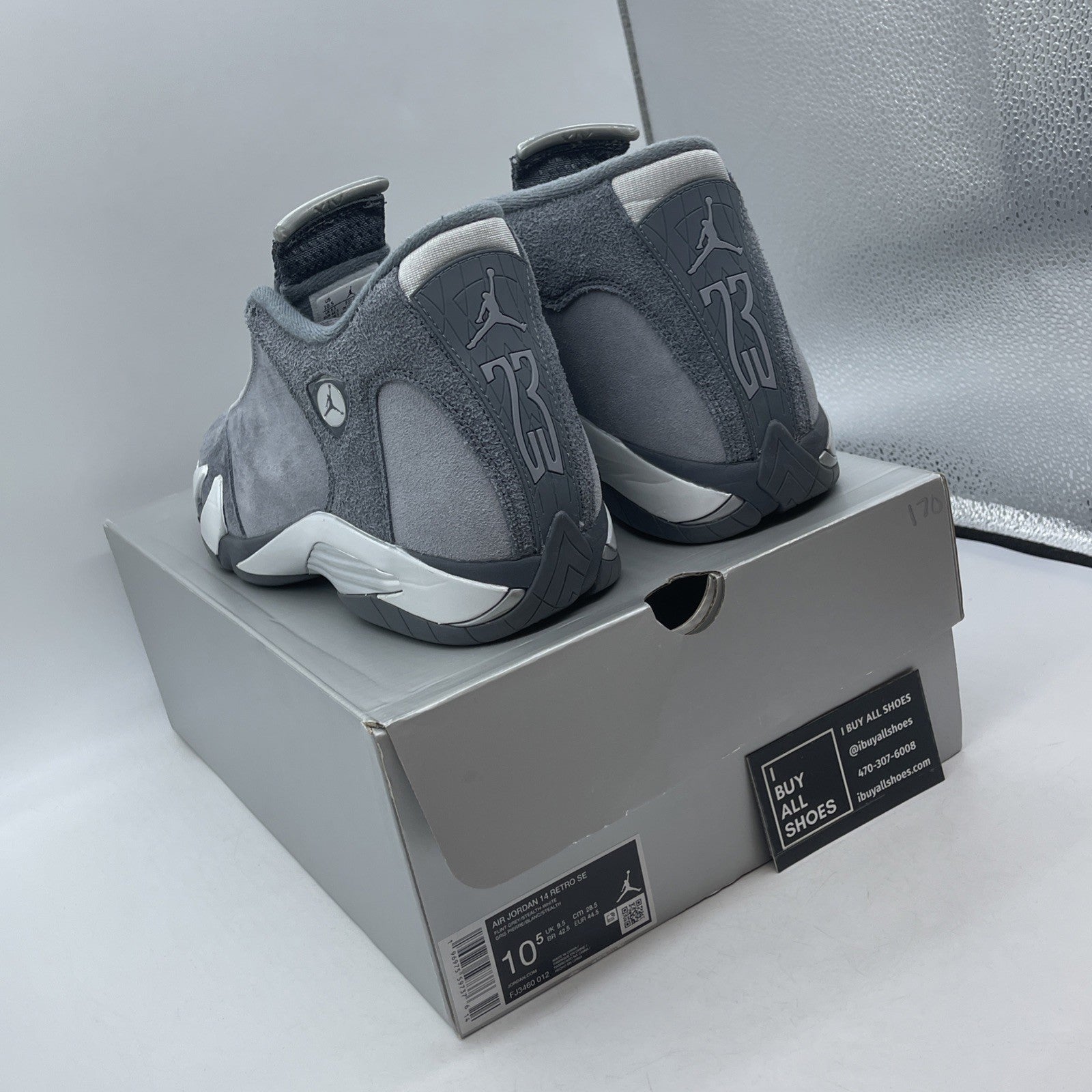 Size 10.5 - Nike Air Jordan 14 Retro Flint Grey White Suede (FJ3460-012)