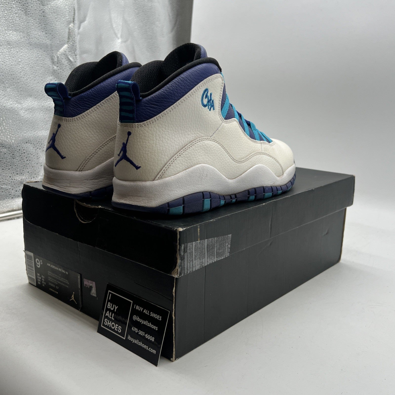 Size 9.5 - Air Jordan 10 Retro Charlotte Hornets (310805-107)