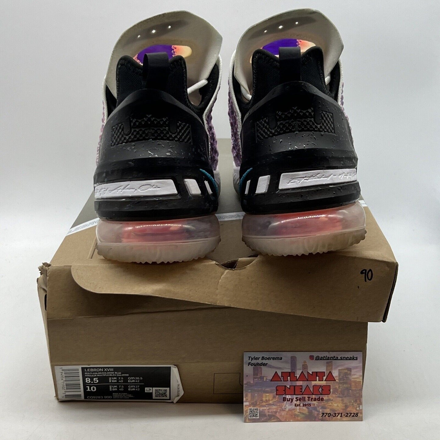 Size 8.5 - Nike LeBron 18 Graffiti Purple Black White (CQ9283-900)