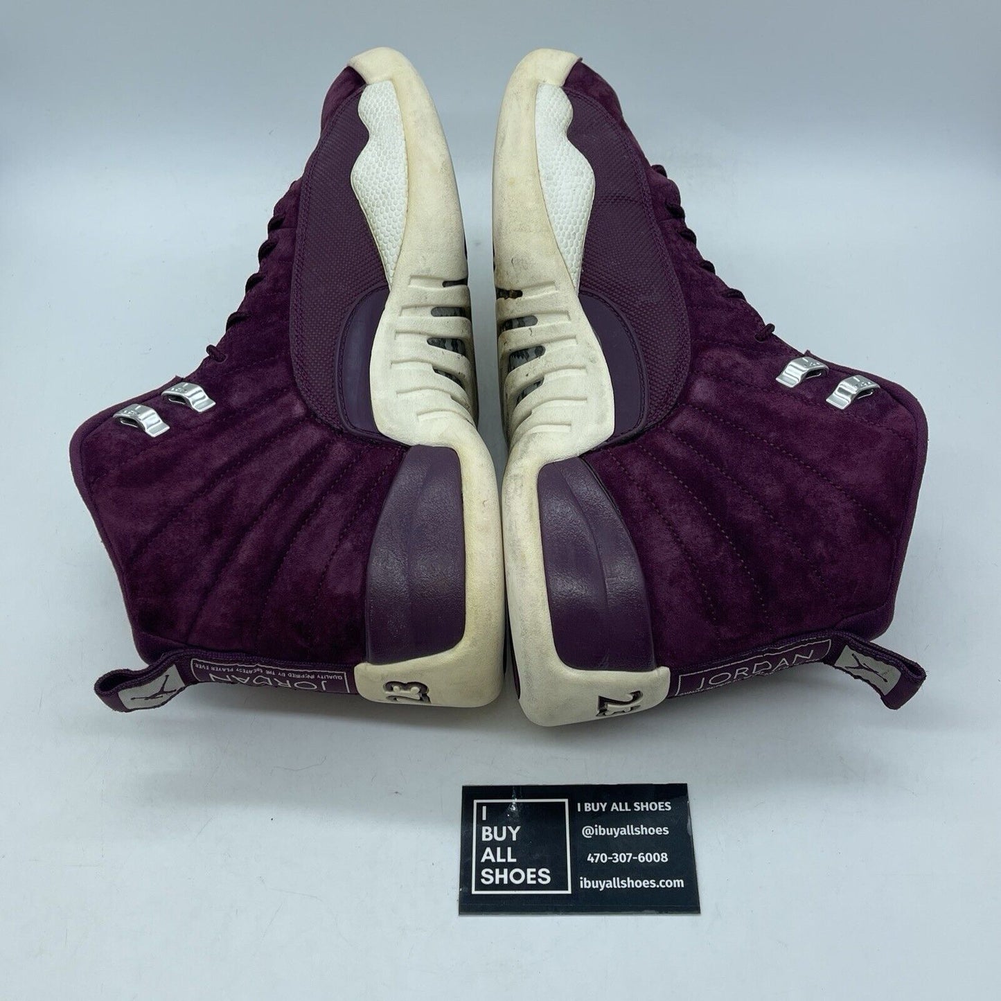Size 12 - Air Jordan 12 Retro Bordeaux Silver Suede Leather (130690-617)