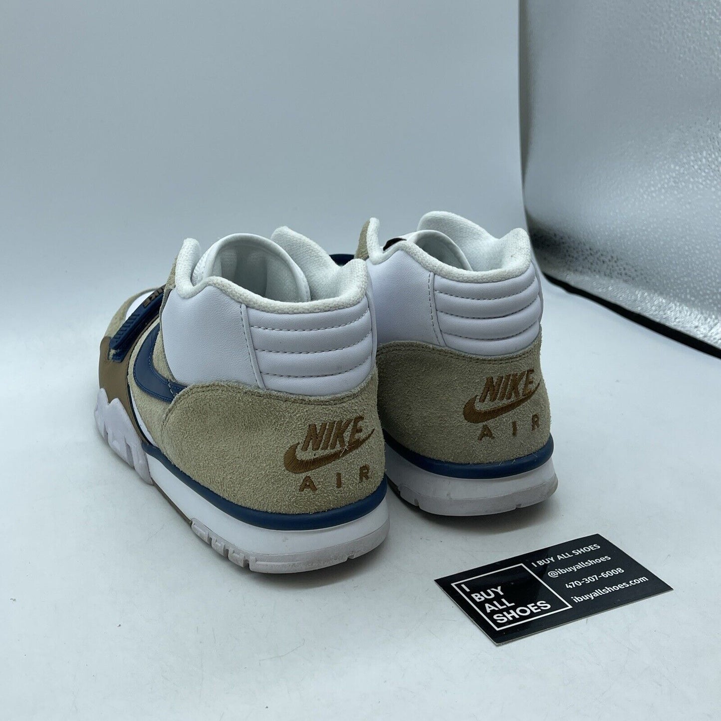 Size 10 - Nike Air Trainer 1 Mid Ale Brown White Blue Suede Leather (DM0522-200)