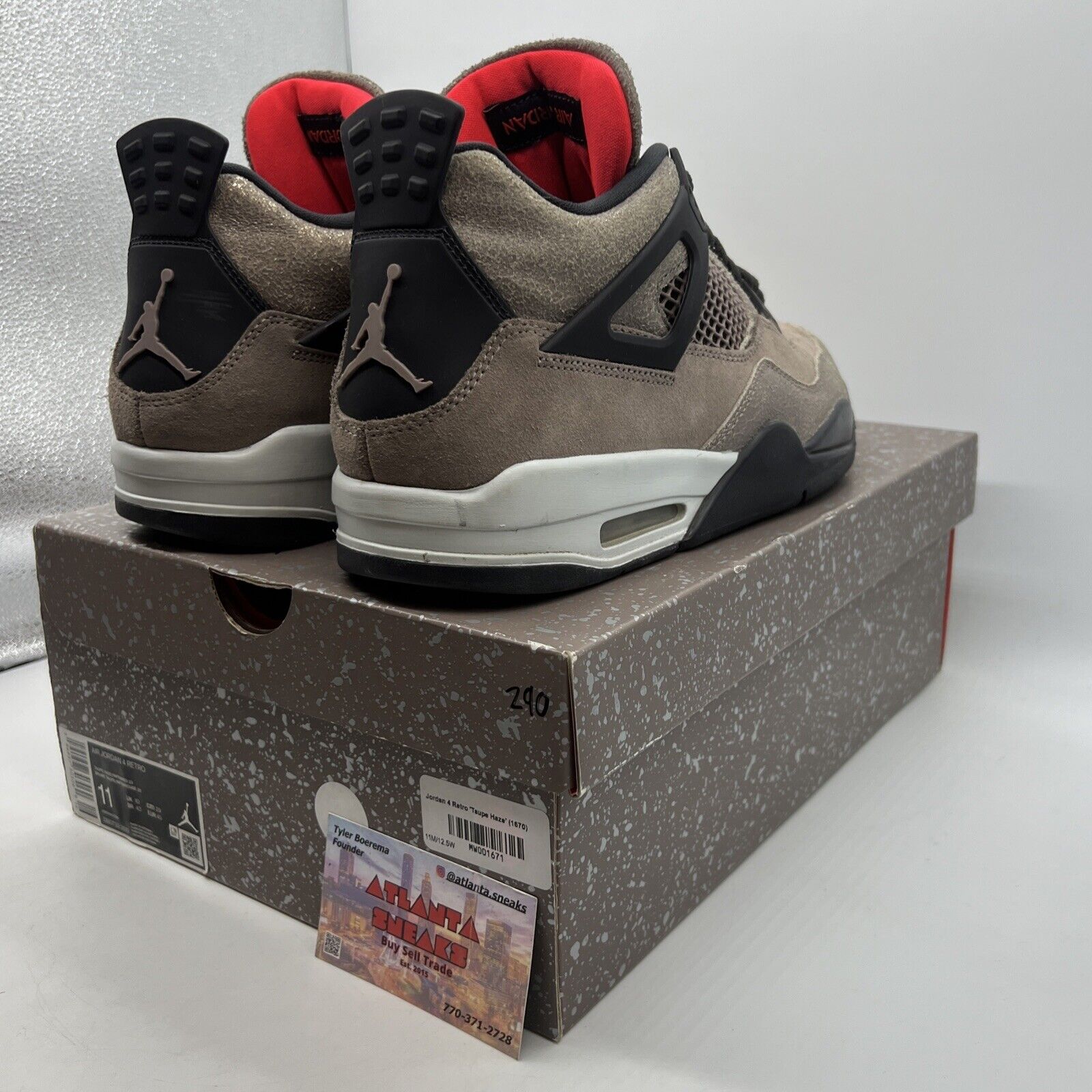 Size 11 - Jordan 4 Retro Mid Taupe Haze White Black Red (DB0732-200)