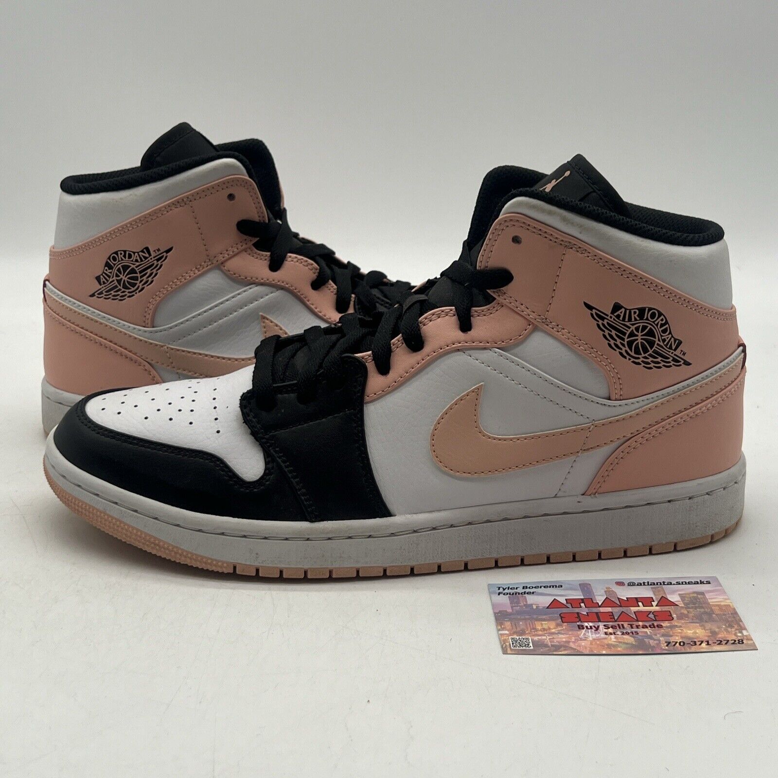 Size 10.5 - Air Jordan 1 Mid Crimson Tint Black White Leather (554724-133)