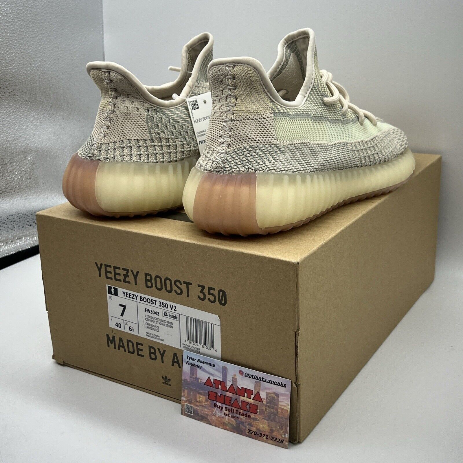 Size 7 - Yeezy Boost 350 V2 Citrin Non-Reflective Brand New Og All