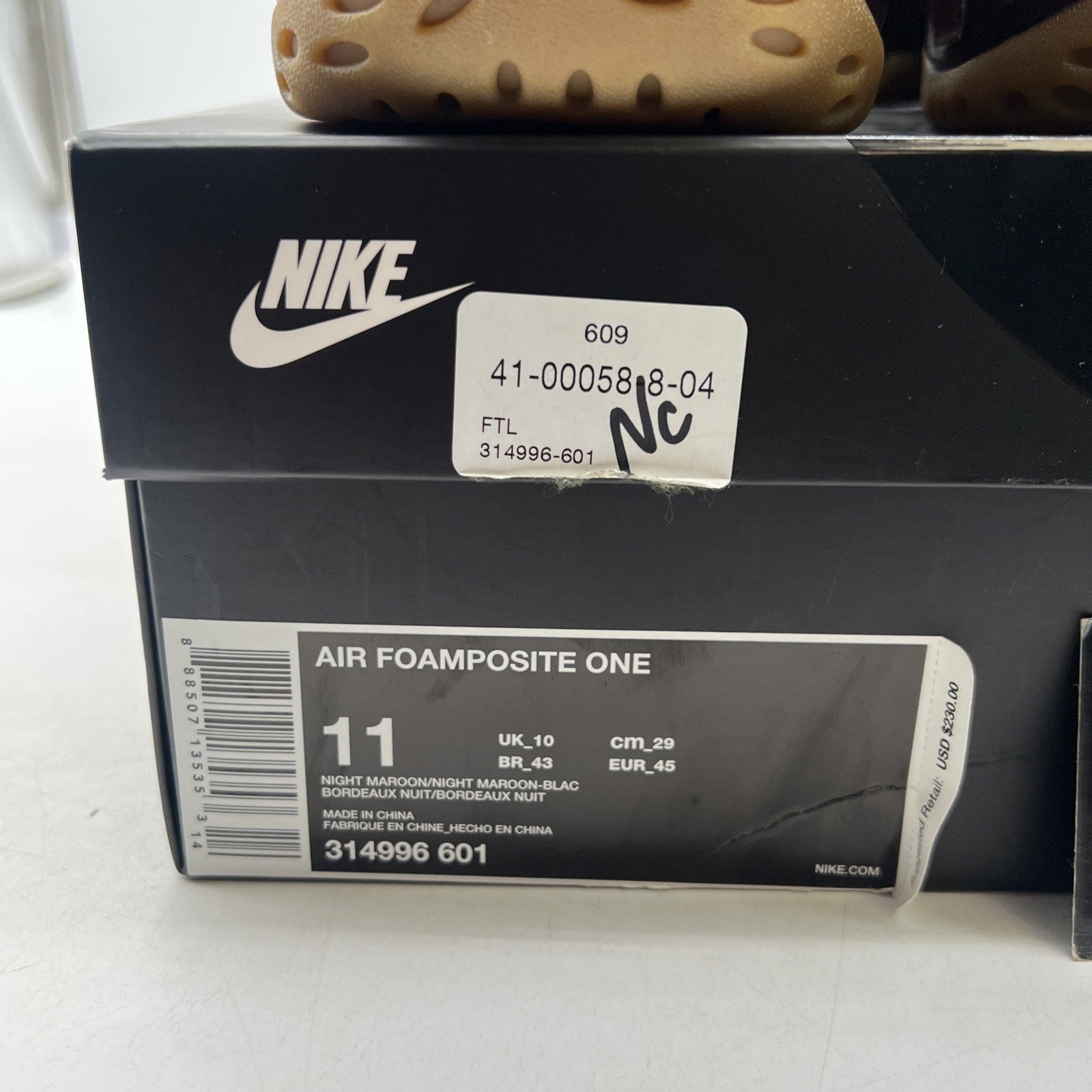 Size 11 - Nike Air Foamposite One Night Maroon (314996-601)