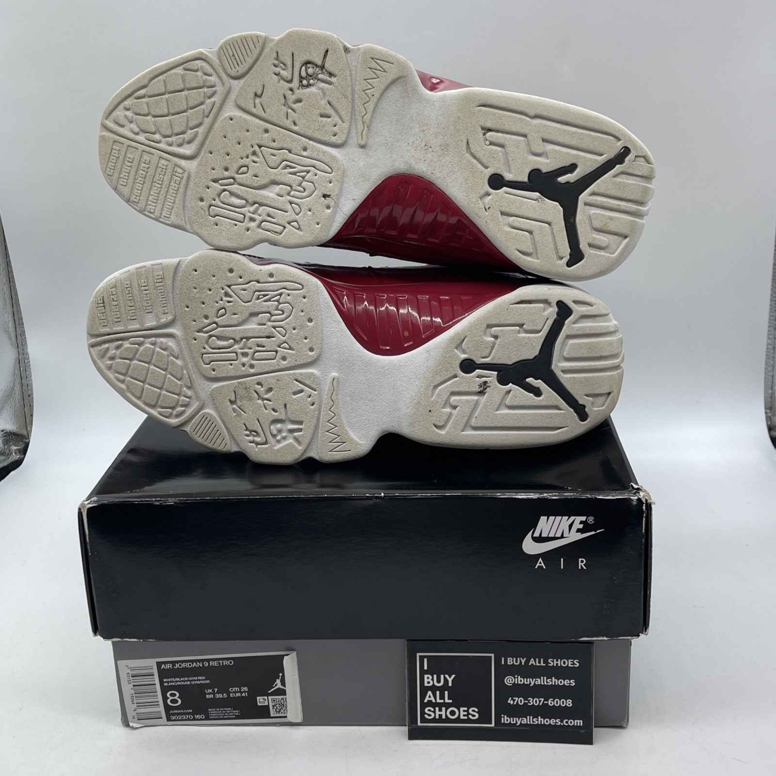Size 8 - Air Jordan 9 Retro Gym Red White Black Leather (302370-160)