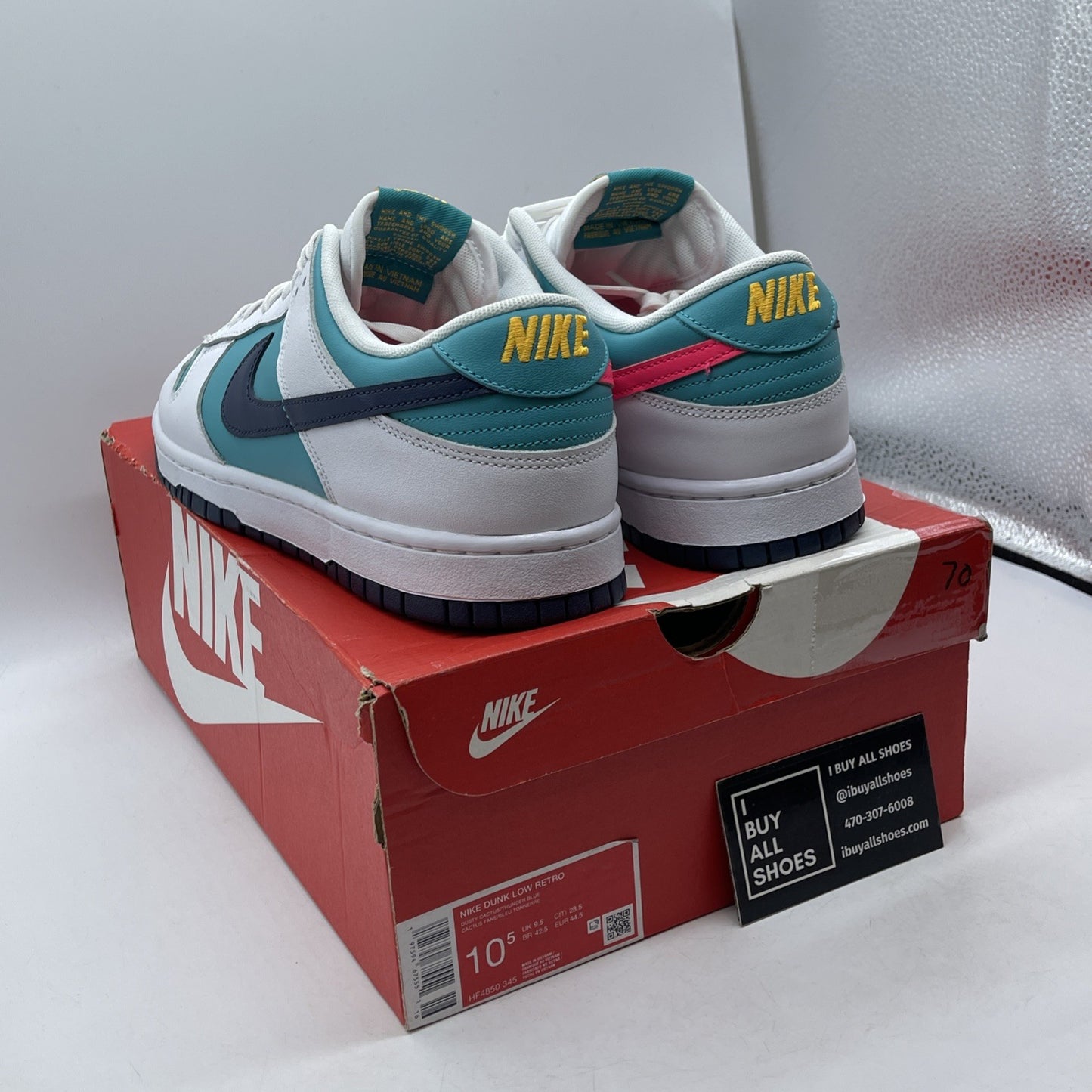 Size 10.5 - Nike Dunk Low Dusty Cactus Thunder Blue Leather (HF4850-345)