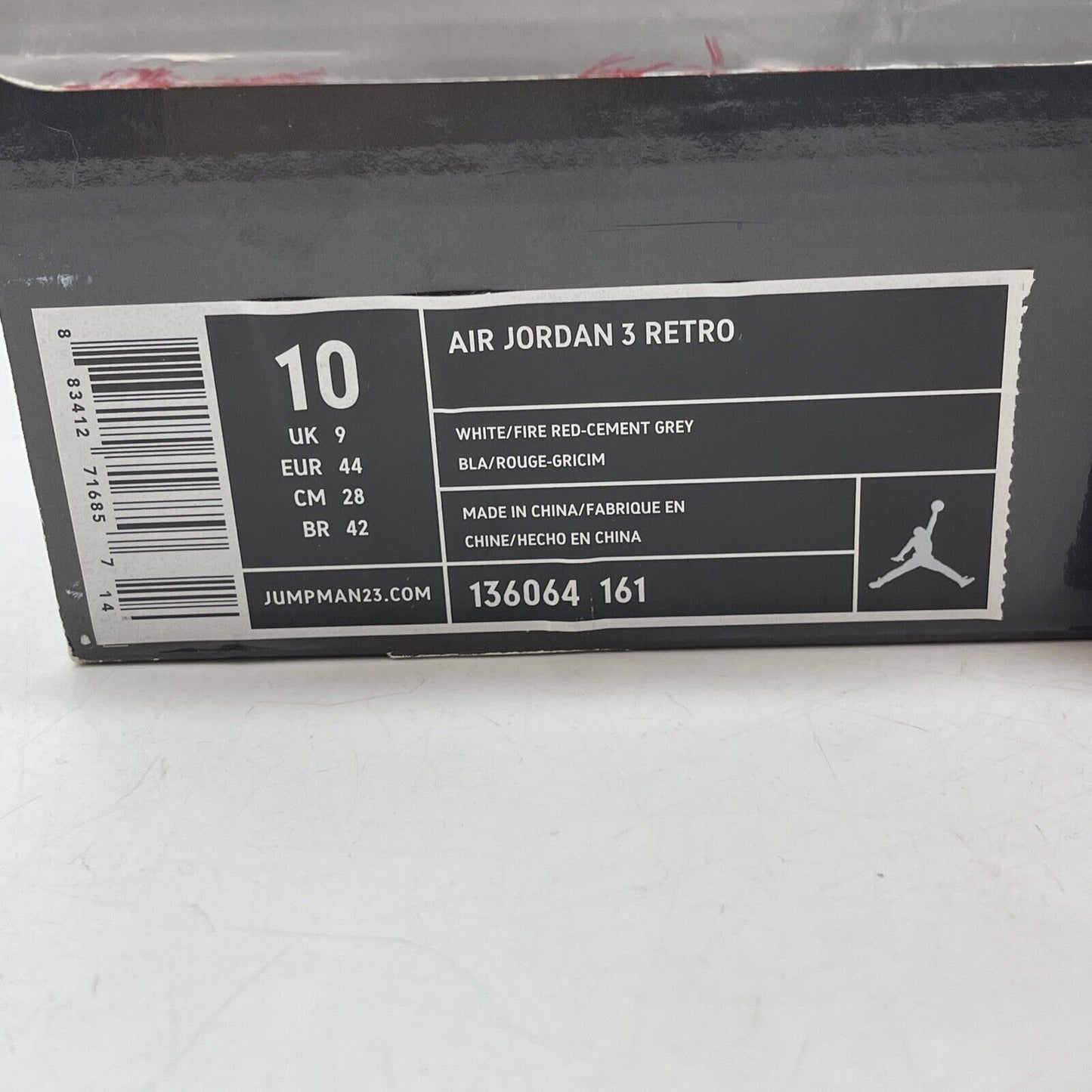 Size 10 - Air Jordan 3 Retro 2007 Fire Red White Leather Grey Suede (136064-161)