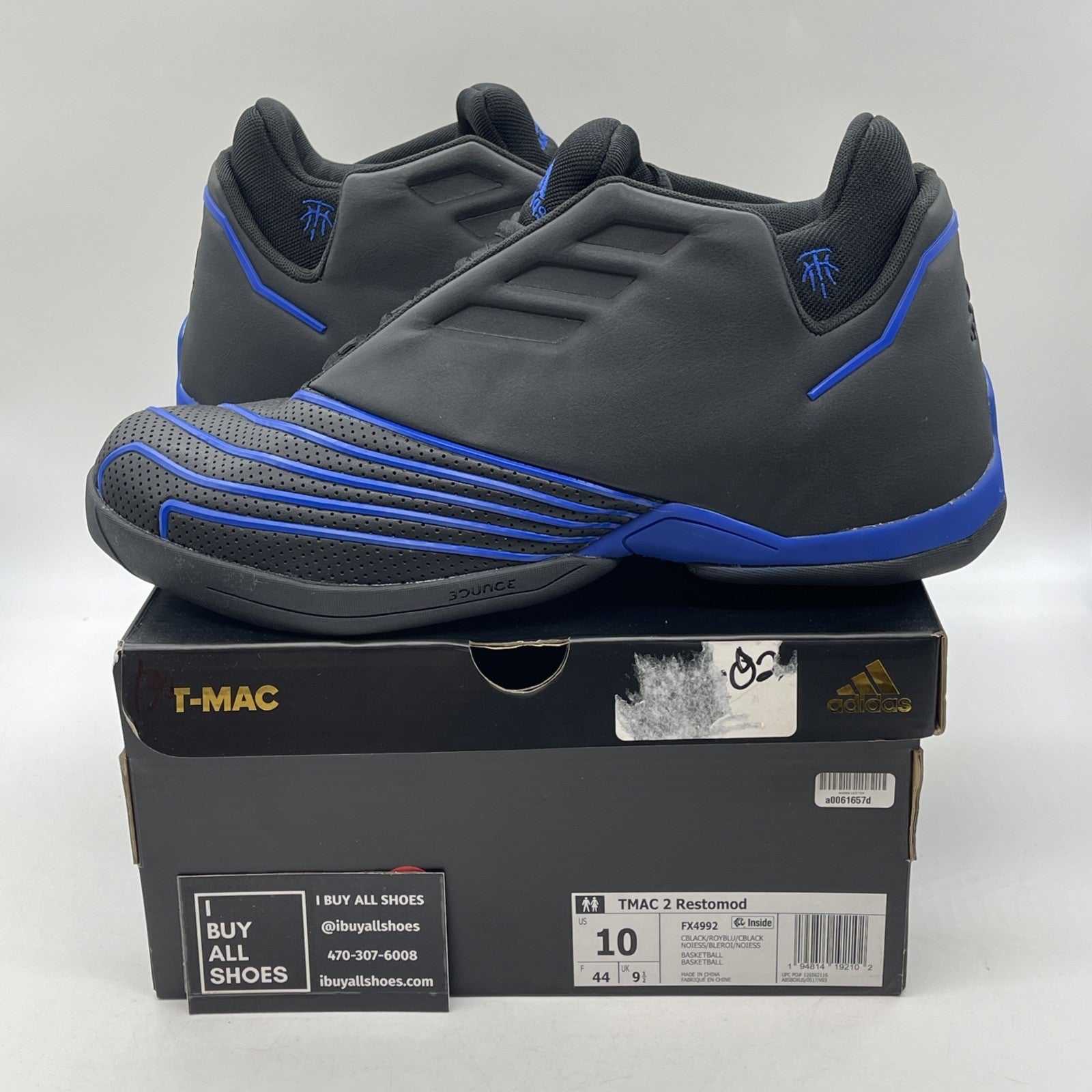 Size 10 - adidas T-Mac 2 EVO Black Royal Blue Leather (FX4992)