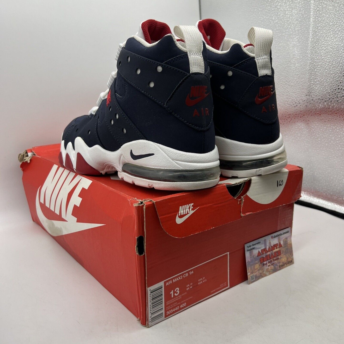 Size 13 - Nike Air Max 2 CB 94 Obsidian White Navy Red Suede (305440-400)