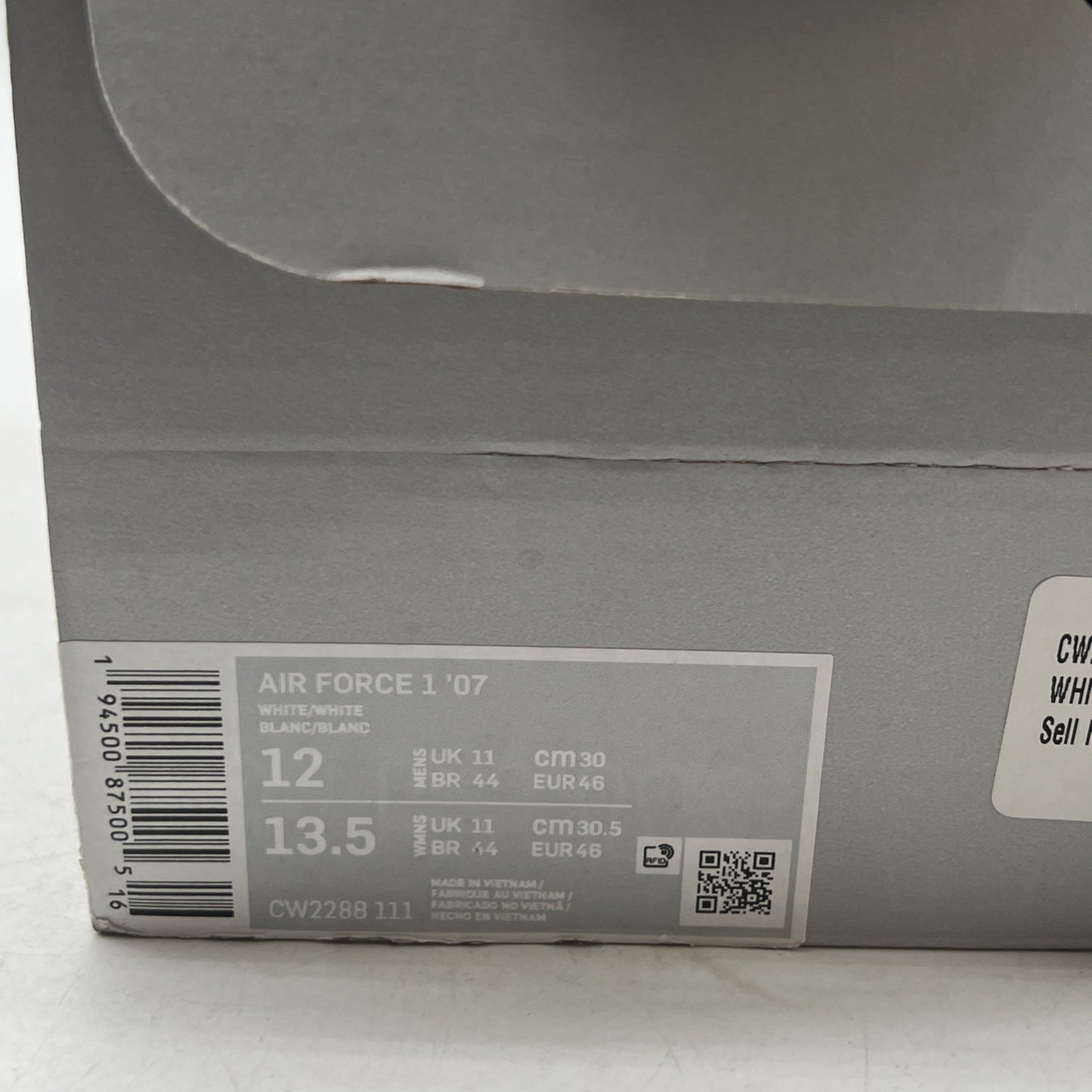 Size 12 - Nike Air Force 1 '07 Low Triple White (CW2288-111)