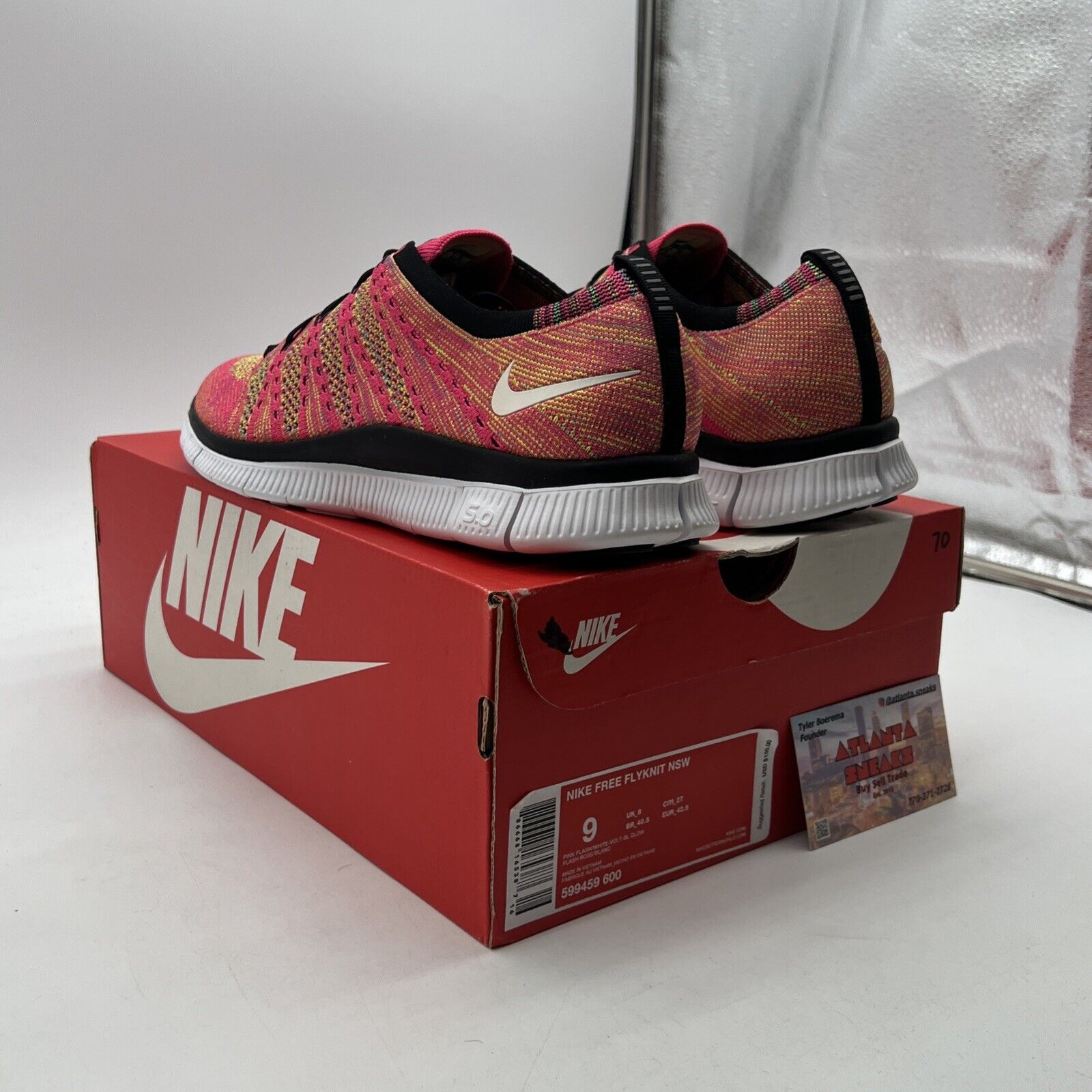 Size 9 - Nike Free Flyknit NSW Pink Flash (599459-600)