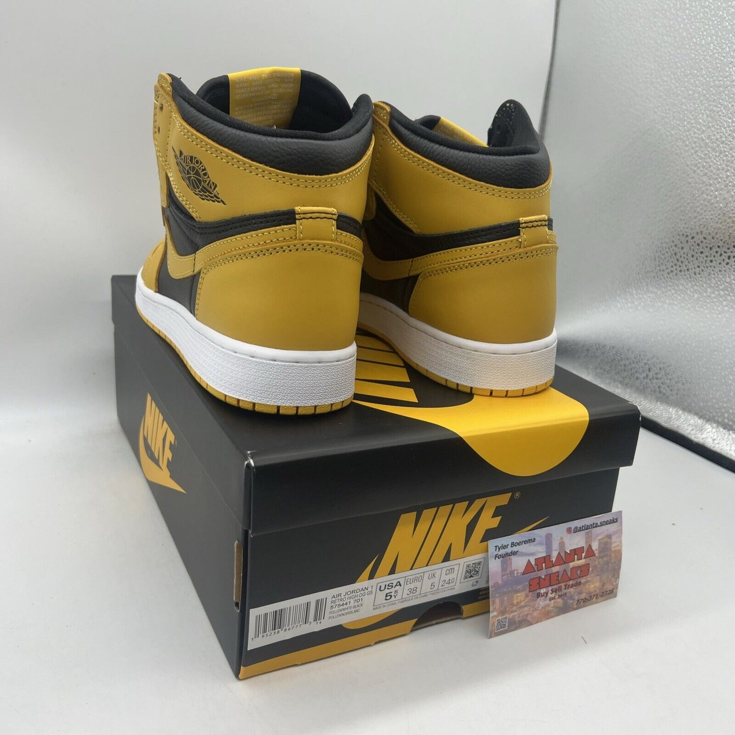 Size 5.5Y - Jordan 1 Retro OG High Pollen Brand New Og All Leather Black Yellow