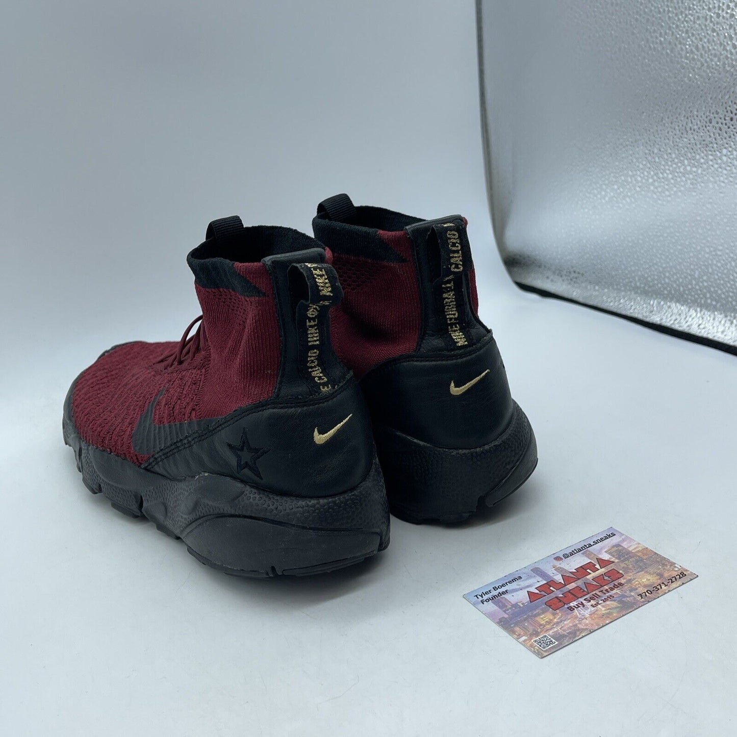 Size 9 - Nike Air Footscape Magista Team Red Gold Suede Black (830600-600)