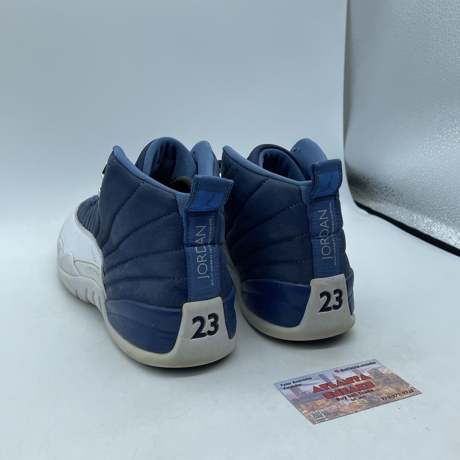Size 9.5 - Jordan 12 Retro Indigo Blue White Silver Leather (130690-404)