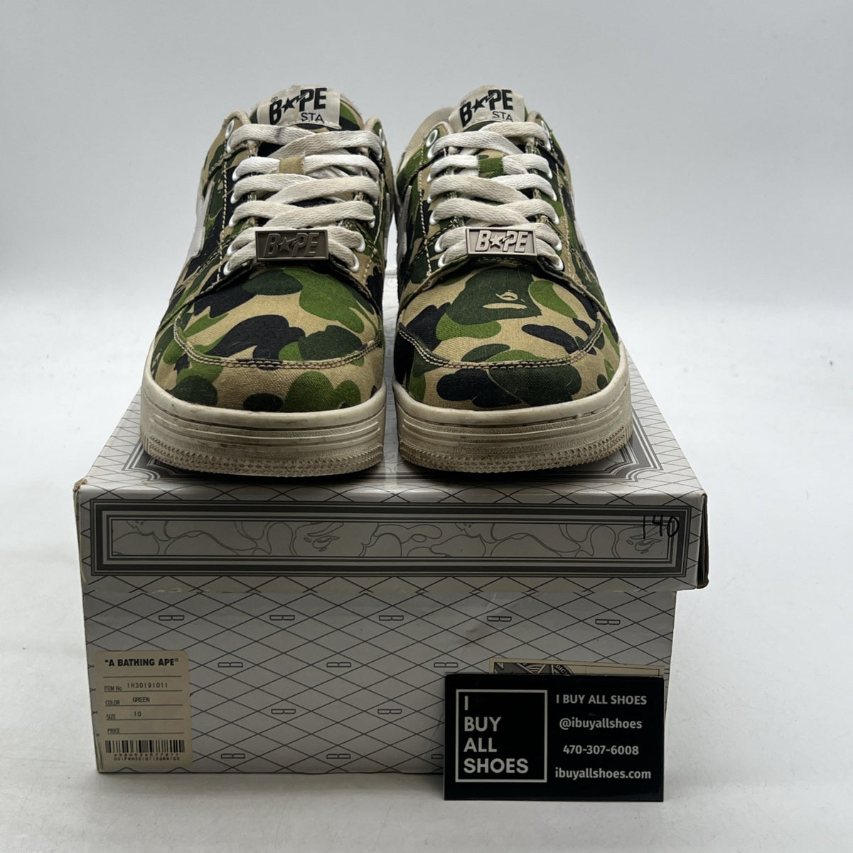 Size 10 - A Bathing Ape Bapesta Low ABC Camo - Green (1H30191011)