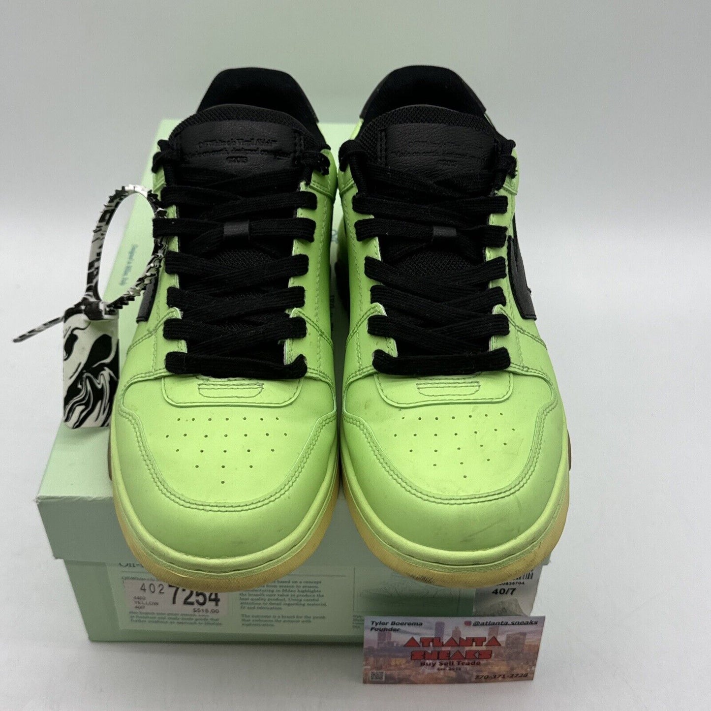 Size 7 - Off-White Out of Office Off White Fluo Green Black Icy Sole Sz 40 Eu