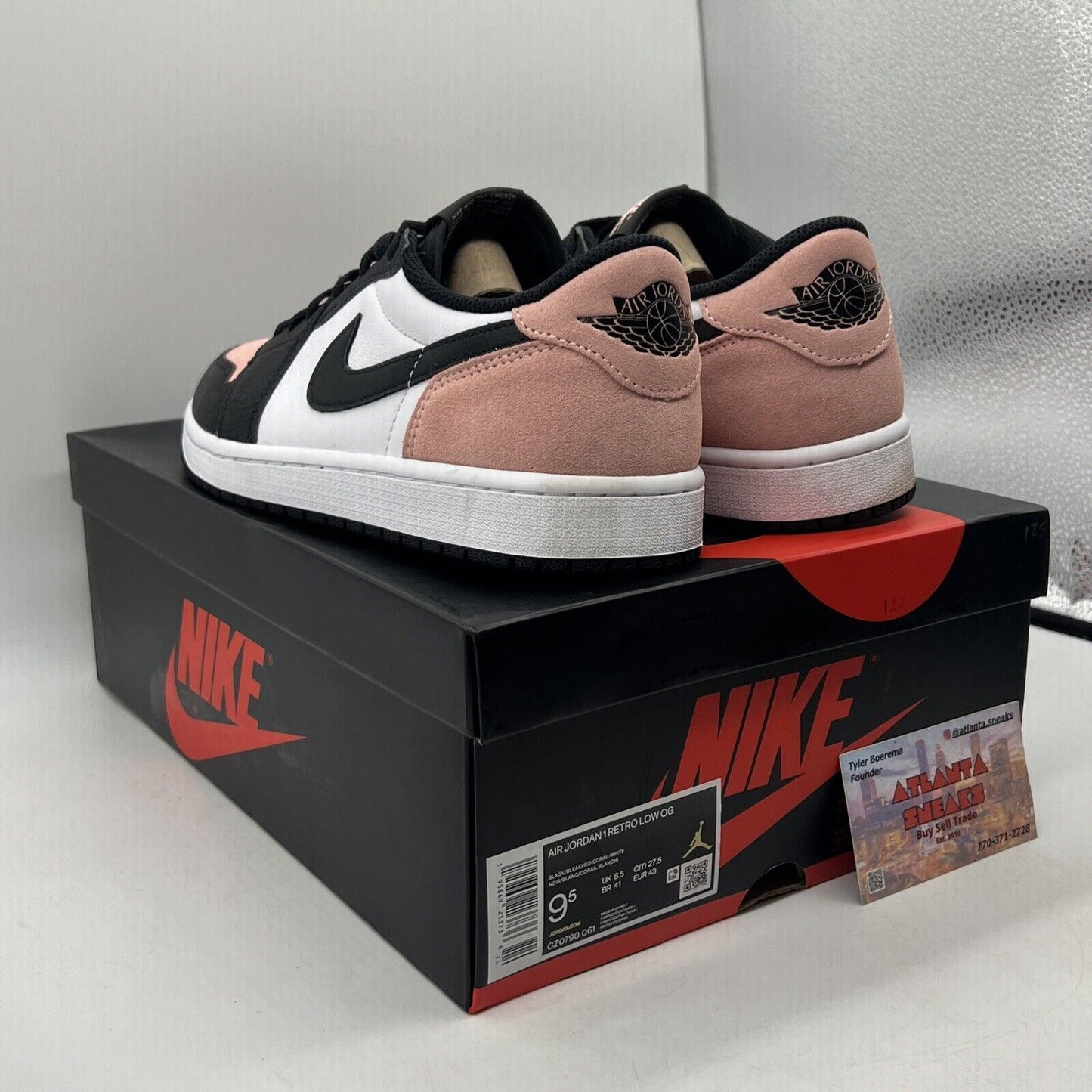 Size 9.5 - Jordan 1 Low OG Bleached Coral White Black Leather (CZ0790-061)