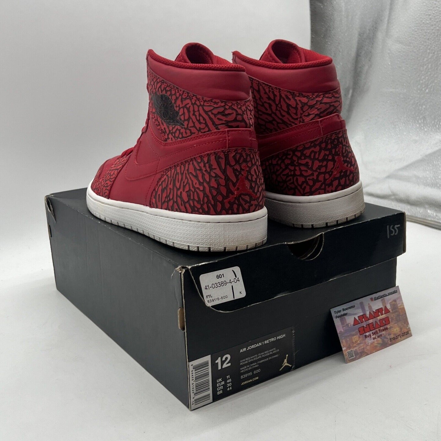 Size 12 - Air Jordan 1 Retro High Red Elephant Leathe Black (839115-600)