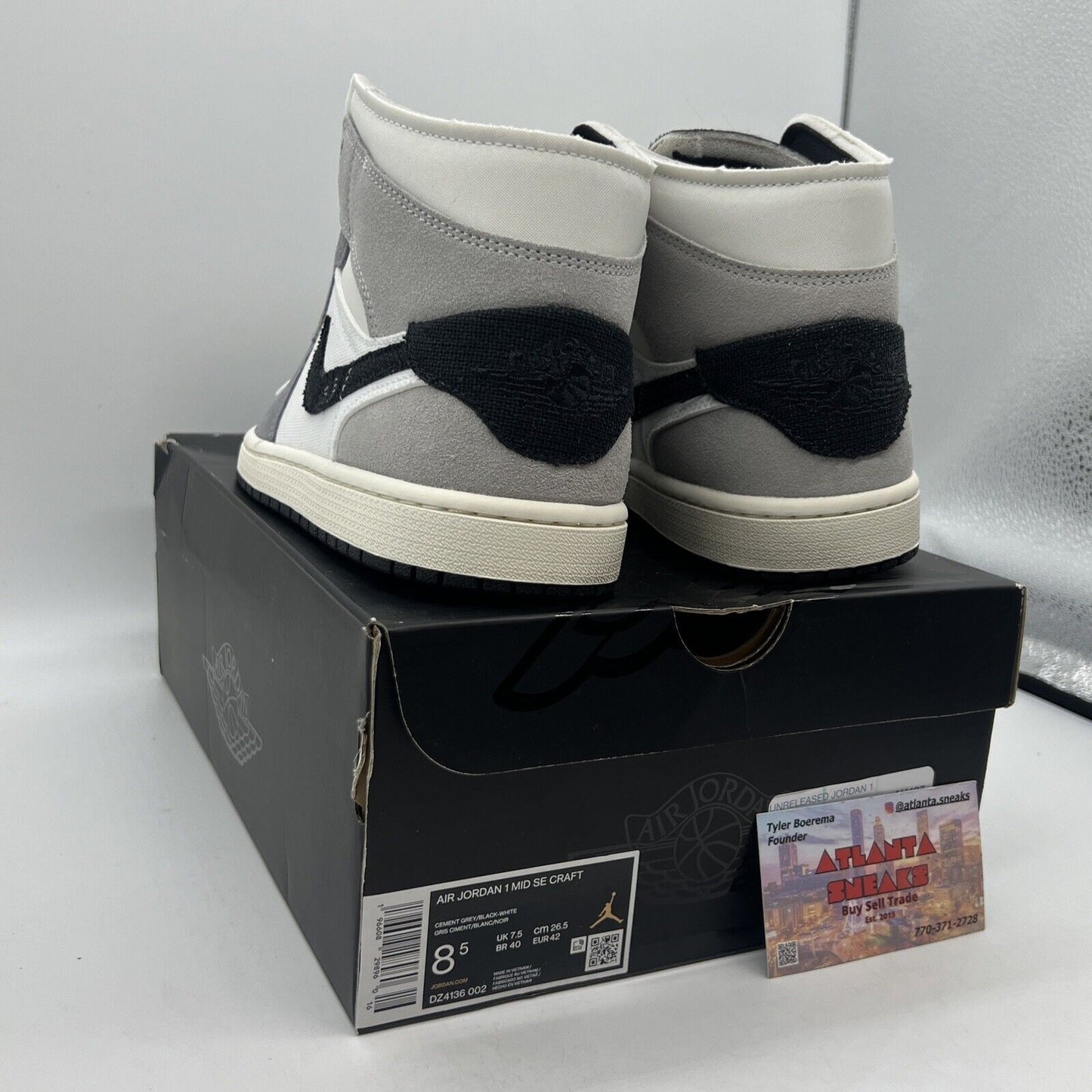 Size 8.5 - Jordan 1 Mid SE Craft Inside Out - Cement Grey Brand New