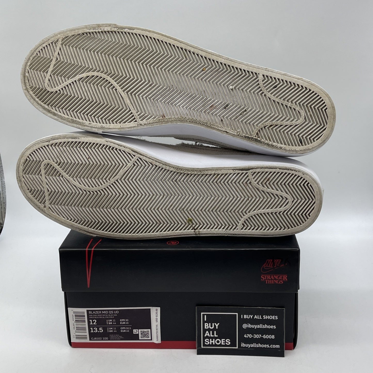 Size 12 - Nike Stranger Things x Blazer QS Mid Upside Down Grey (CJ6102-100)