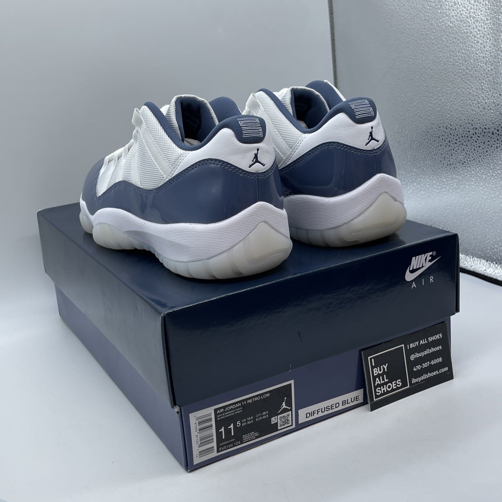 Size 11.5 - Air Jordan 11 Retro Low Diffused Blue White Leather (FV5104-104)