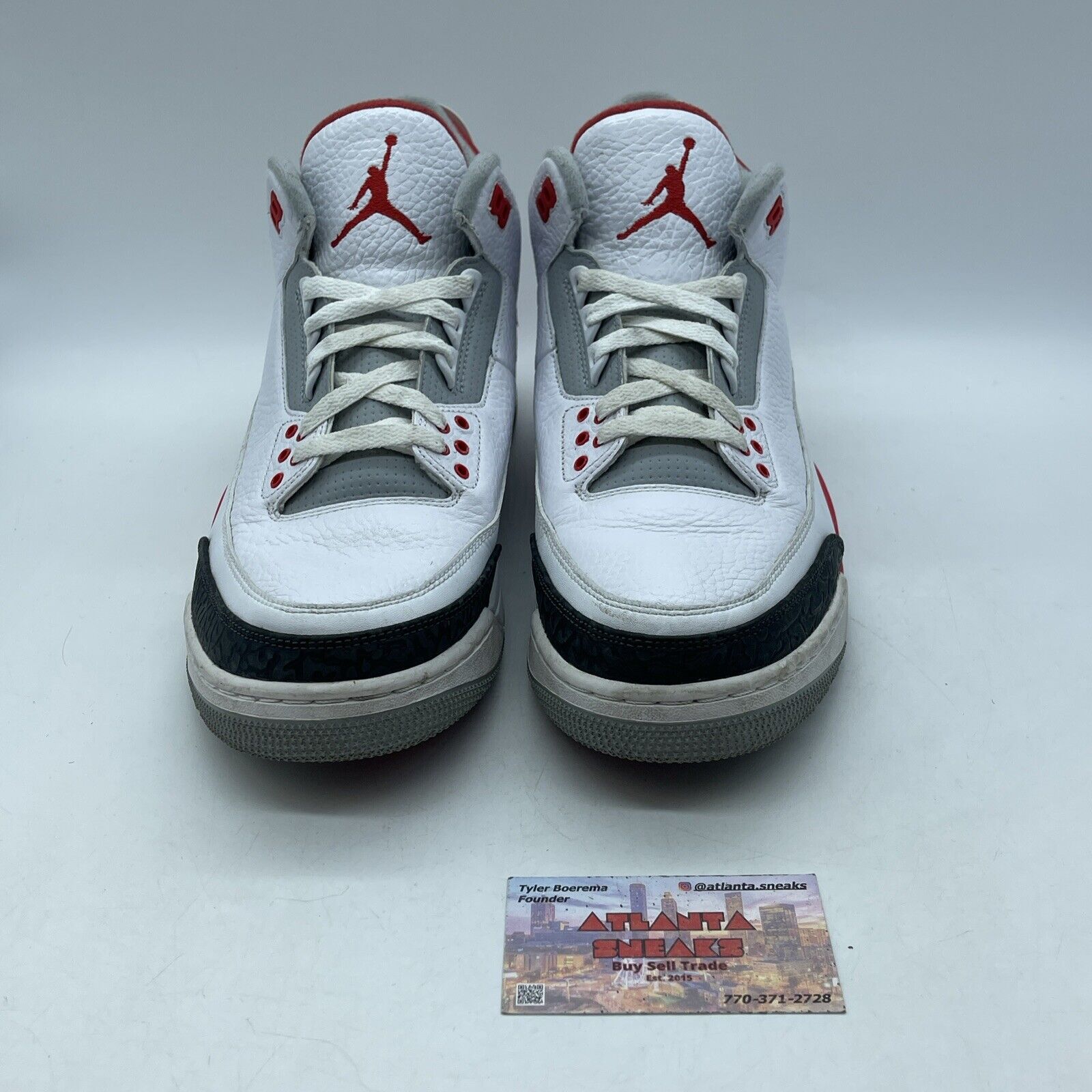 Size 12 - Air Jordan 3 Retro Fire Red White Leather Black Suede (136064-120)