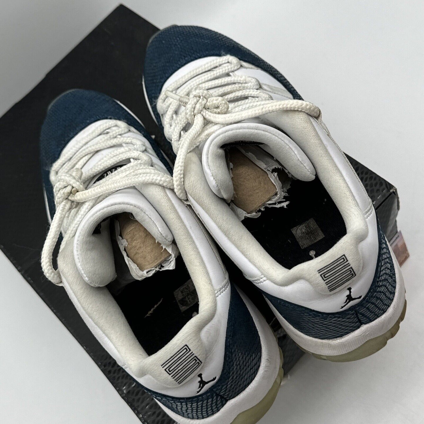 Size 12 - Jordan 11 Retro Low Snakeskin 2019 Navy White Ice Sole With Box