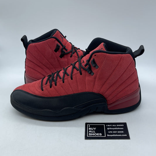 Size 11.5 - Jordan 12 Retro Reverse Flu Game 2020 Red Black Suede (CT8013-602)