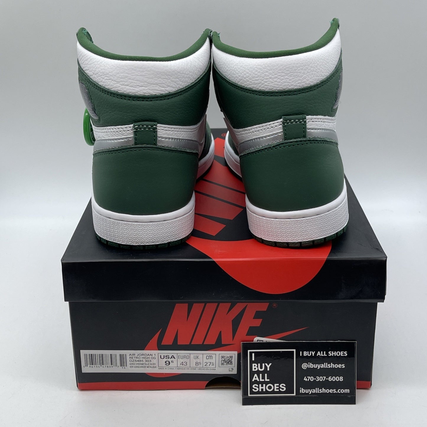 Size 9.5 - Jordan 1 Retro OG High Gorge Green Silver Leather (DZ5485-303)