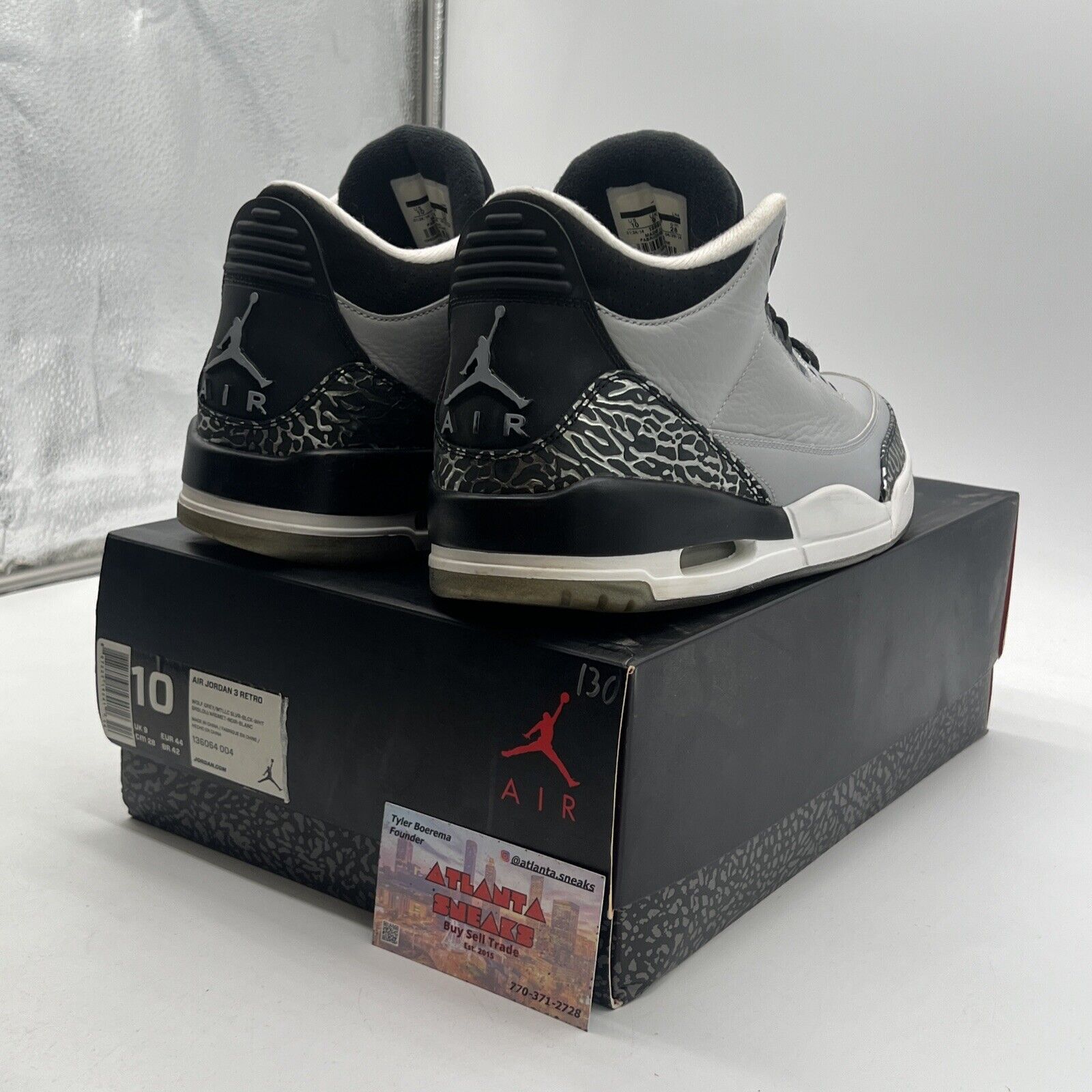 Size 10 - Air Jordan 3 Retro Wolf Grey (136064-004)