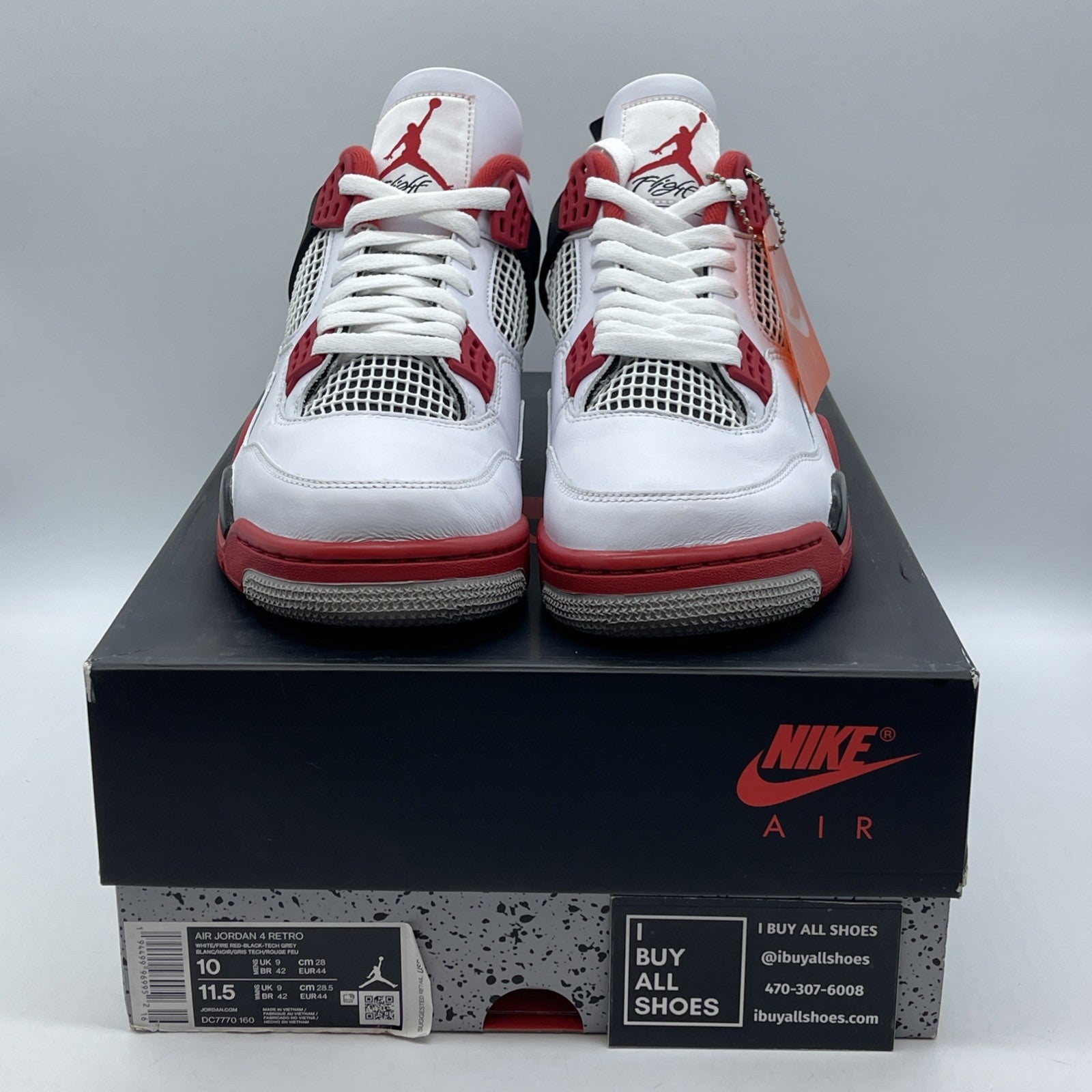 Size 10 - Jordan 4 Retro OG Mid Fire Red Black White Leather (DC7770-160)